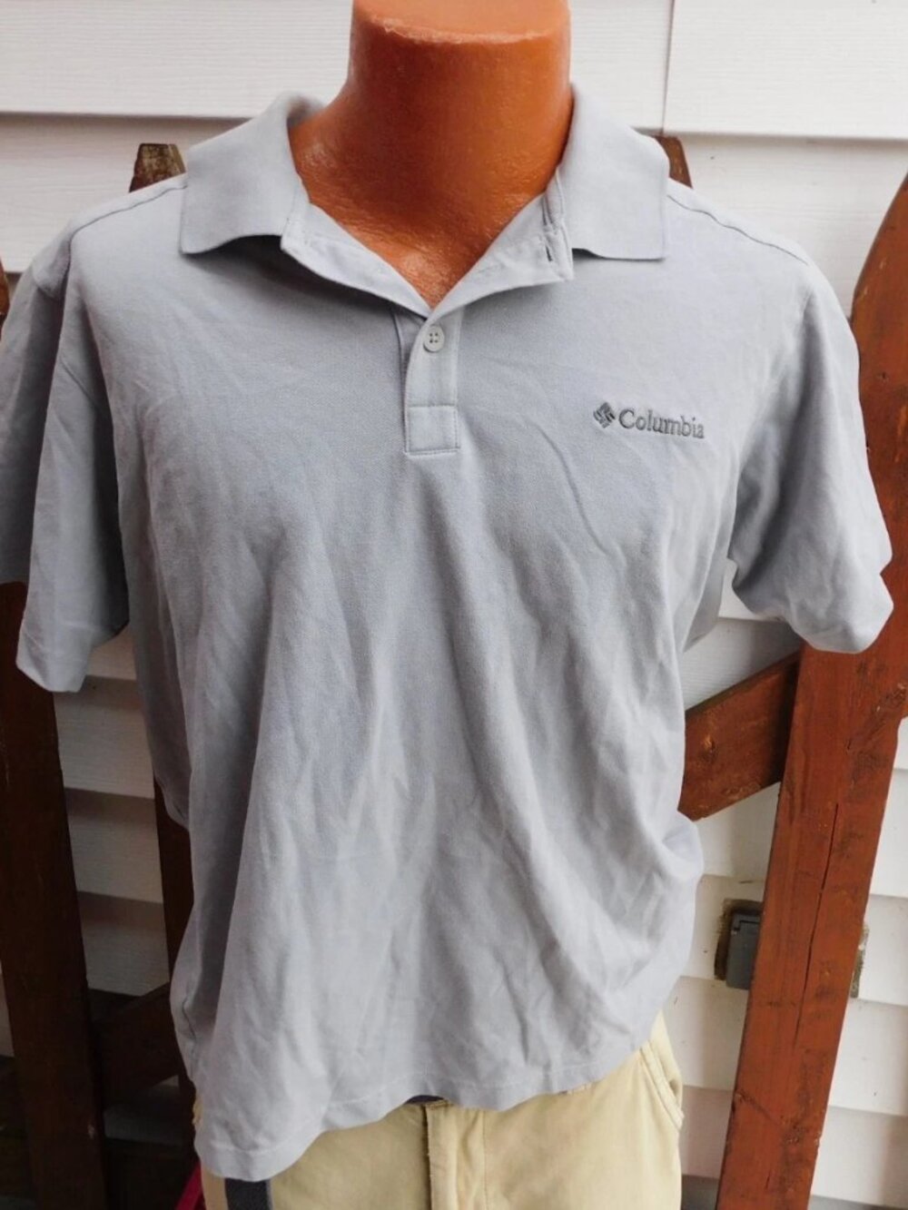 Columbia Grey GRAY Mens Polo Shirt SIze Large